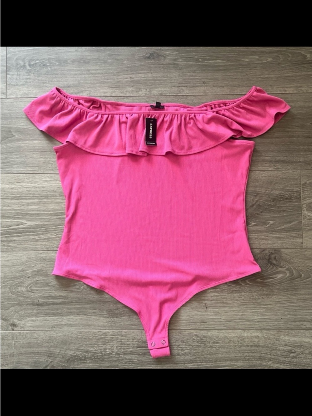 Express Pink Off-Shoulder Bodysuit NWT Ruched Stretch Top